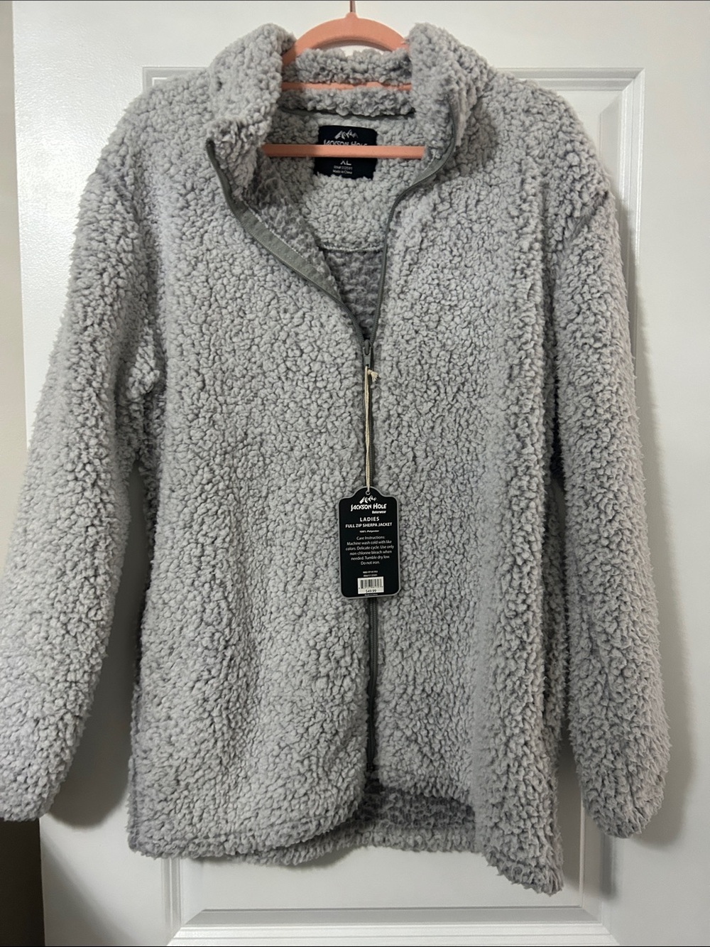 Cozy Sherpa Zip-Up Jacket - Light Gray